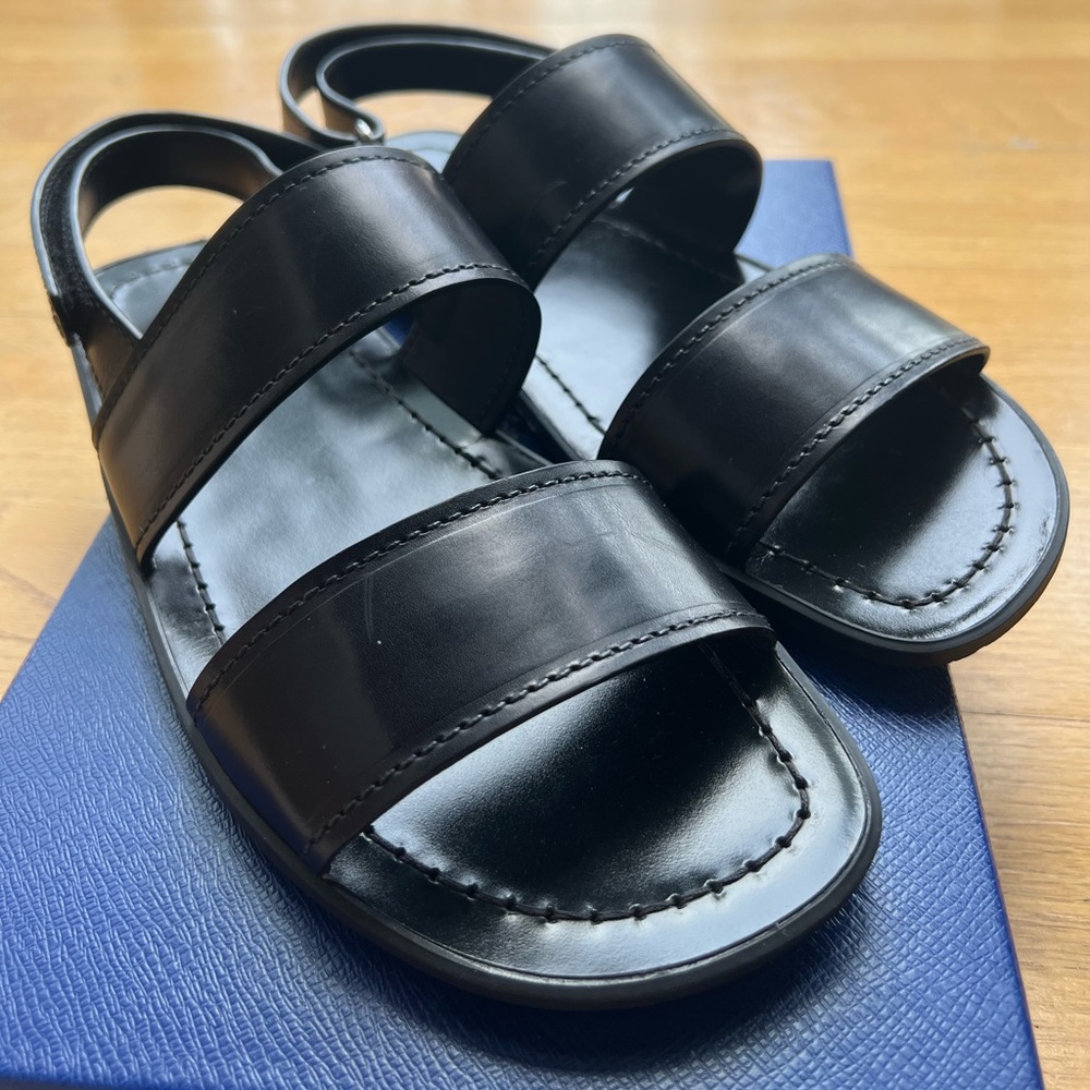 Black Prada Leather Sandals (men)